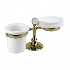 Держатель стакана и мыльницы Cezares Olimp настольный бронза ручки Swarovski OLIMP-STT-02-Sw Держатель стакана и мыльницы Cezares Olimp настольный бронза ручки Swarovski OLIMP-STT-02-Sw