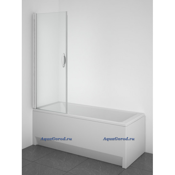 Душевая шторка AmPm Sense распашная для ванны универсальная 700х1500 стекло прозрачное