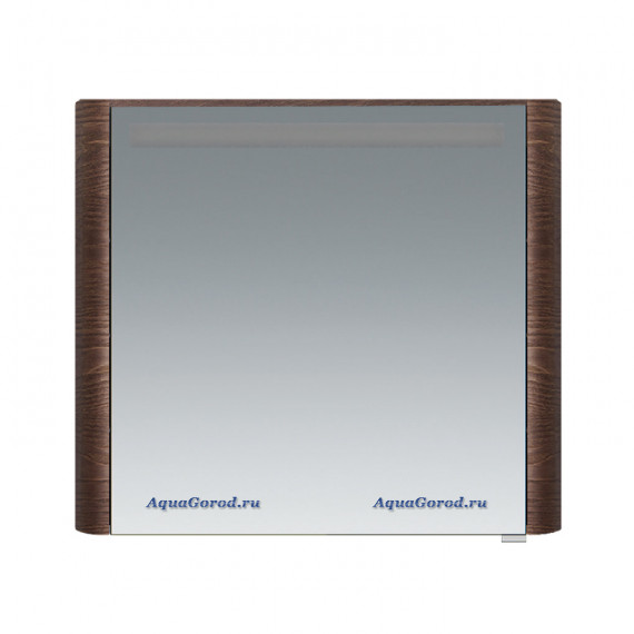 Зеркало-шкаф AmPm Sensation с подсветкой 80 см левый табачный дуб текстурированный
