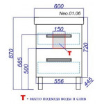 Тумба под умывальник Aqwella Neo 60 см напольная с 2 ящиками