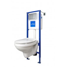 Инсталляция Cersanit Delfi с подвесным унитазом Delfi с сиденьем slim микролифт и кнопкой смыва Link хром матовый SET-DEL/VEC/S-DL/CM