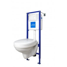 Инсталляция Cersanit Delfi с подвесным унитазом Delfi с сиденьем микролифт и кнопкой смыва Corner белый пластик SET-DEL/VEC/TPL/L10BI