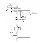 Смеситель Grohe Eurocube для раковины на 2 отверстия настенный верхняя часть для 32635 артикул 19895000