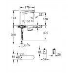 Смеситель для раковины Grohe Eurosmart Cosmopolitan E инфракрасный, L-SIZE, хром, работа от батарейки 36422000