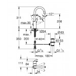 Смеситель Grohe Eurosmart для раковины со сливным гарнитуром, L-size 23537003