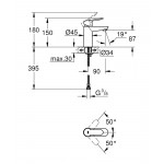 Смеситель Grohe BauEdge для раковины гладкий корпус 23330001