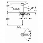 Смеситель Grohe BauClassic для раковины гладкий корпус 23162000