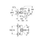 Смеситель Grohe BauClassic для ванны с автоматическим переключателем 32865000