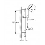 Душевой гарнитур Grohe Rainshower 130 мм штанга 900мм 28769001