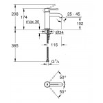 Смеситель GROHE Essence New для раковины S-Size II гладкий корпус 23590001