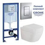 Инсталляция Grohe Rapid SL с подвесным унитазом Euro Ceramic с сиденьем микролифт, панелью смыва Skate Cosmopolitan, артикул 38772001/39554000 Инсталляция Grohe Rapid SL с подвесным унитазом Euro Ceramic с сиденьем микролифт, панелью смыва Skate Cosmopolitan, артикул 38772001/39554000