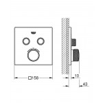 Термостат Grohe Grohtherm Smartcontrol для ванны и душа комплект верхней части для Rapido SmartBox, квадратная розетка 2 кнопки 29124000