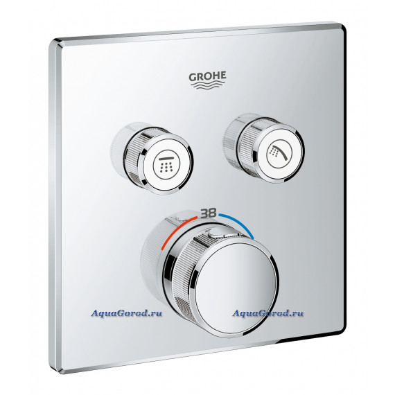 Термостат Grohe Grohtherm Smartcontrol для ванны и душа комплект верхней части для Rapido SmartBox, квадратная розетка 2 кнопки 29124000