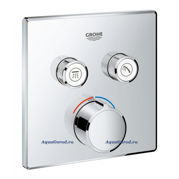 Смеситель Grohe Grohtherm Smartcontrol для ванны и душа, комплект верхней части для Rapido SmartBox, квадратная розетка 2 кнопки 29148000