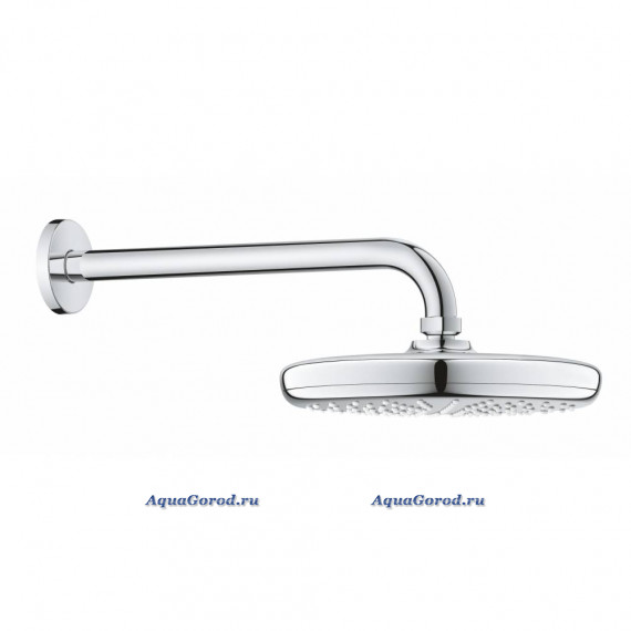 Верхний душ Grohe Tempesta 210 с душевым кронштейном 286 мм, расход 9,5 л/мин, хром 26412000