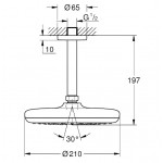 Верхний душ Grohe Tempesta 210 с потолочным душевым кронштейном 142 мм, расход 9.5 л/мин, хром 26414000