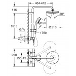 Душевая система GROHE Tempesta Cosmopolitan 210 с термостатом, хром 27922001