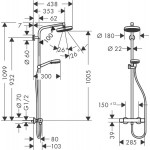Душевая система Hansgrohe Crometta 160 1jet Showerpipe с термостатом 27264400