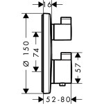 Термостат Hansgrohe Ecostat S для душа с запорным и переключающим вентилем внешняя часть 15758000