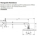 Верхний душ Hansgrohe Raindance E Air 1jet 360 держатель 39см 27376000