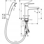 Смеситель Hansgrohe Metropol для раковины с гигиеническим душем 32522000