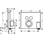 Термостат Hansgrohe Select для душа на 2 потребителя со шланговым подсоединением внешняя часть 15765000