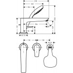 Смеситель Hansgrohe Talis E на борт ванны на 3 отверстия 71731000