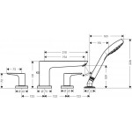 Смеситель Hansgrohe Talis E для ванны на борт, на 4 отверстия, внешняя часть, матовый черный 71748670