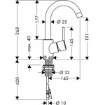 Смеситель Hansgrohe Talis S для раковины с поворотным изливом 32070000