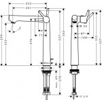 Смеситель Hansgrohe Talis S для раковины 250 мм рукоятка сбоку 72115000