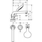 Смеситель Hansgrohe Talis S на борт ванны на 3 отверстия 72417000