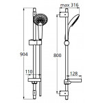 Душевой гарнитур Ideal Standard IdealRain лейка 3-функции, штанга 900 мм, мыльница хромированная B9427AA