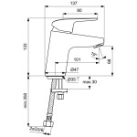 Смеситель Ideal Standard CeraFlex для раковины 101 мм без донного клапана B1710AA