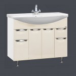 Тумба с раковиной Misty Орхидея 105 см с 2 ящиками бежевая эмаль, комплект