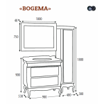 Тумба со столешницей и раковиной Misty Bogema 100 см с 2 ящиками черная кожа, золото, комплект