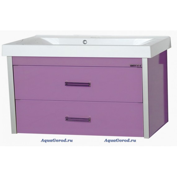 Тумба с раковиной Misty Джулия Qvatro 90 см 2 ящика подвесная сиреневая, комплект Тумба с раковиной Misty Джулия Qvatro 90 см 2 ящика подвесная сиреневая, комплект