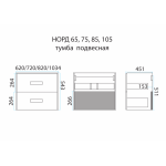 Тумба с раковиной подвесная Misty Норд 105 см с двумя ящиками комбинированная