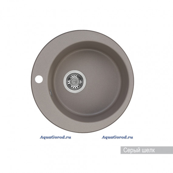 Мойка кухонная Акватон Иверия круглая 480 мм серый шелк