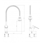 Смеситель Rossinka для кухонной мойки с гибким изливом S35-26