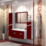 Тумба под умывальник Тритон Мирта 100 см подвесная с 2 ящиками с 1 дверцей, вишневая