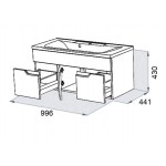 Тумба под умывальник Тритон Мирта 100 см подвесная с 2 ящиками с 1 дверцей, вишневая