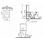 Унитаз-компакт VitrA Zentrum Open-back с арматурой Geberit и сиденьем микролифт 9012B003-7204
