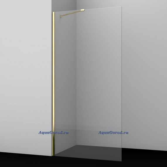 Душевая перегородка WasserKRAFT Aisch 55W44 100x200 стекло прозрачное, профиль матовое золото