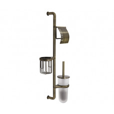 Настенная стойка WasserKraft K-1458 держатель туалетной бумаги, держатель освежителя воздуха, щетка для унитаза светлая бронза