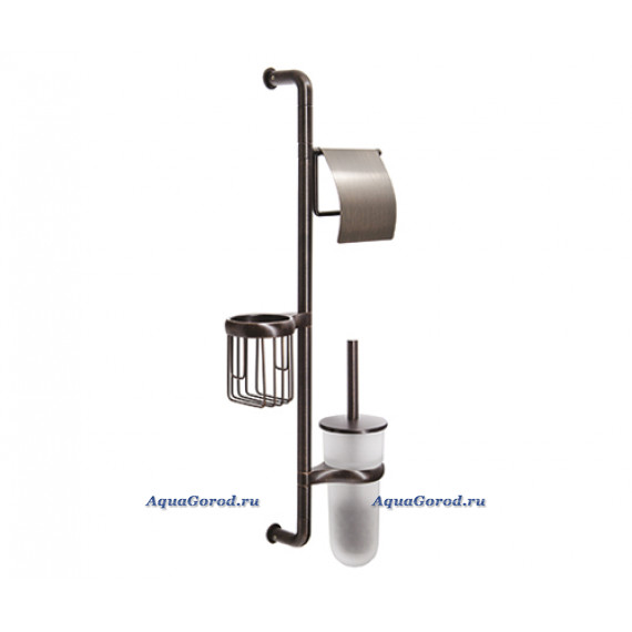 Настенная стойка WasserKraft K-1468 держатель туалетной бумаги, держатель освежителя воздуха, щетка для унитаза темная бронза