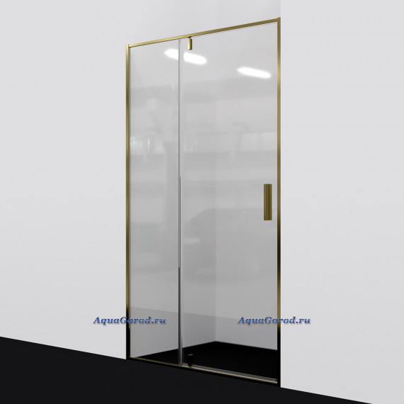 Душевая дверь WasserKRAFT Aisch 55P12 100х200 распашная, прозрачное стекло, профиль матовое золото