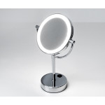 Зеркало для ванны WasserKraft K-1005 с LED-подсветкой двухстороннее, стандартное и с 3-х кратным увеличением