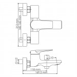 Смеситель WasserKraft Glan 6601 для ванны, с коротким изливом, черный глянец