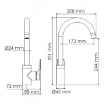 Смеситель WasserKraft Glan 6607 для кухни, черный глянец