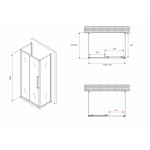Душевое ограждение Abber Schwarzer Diamant 110х90х195 матовое стекло длинная ручка черный профиль AG30110BMH-S90BM-S90BM